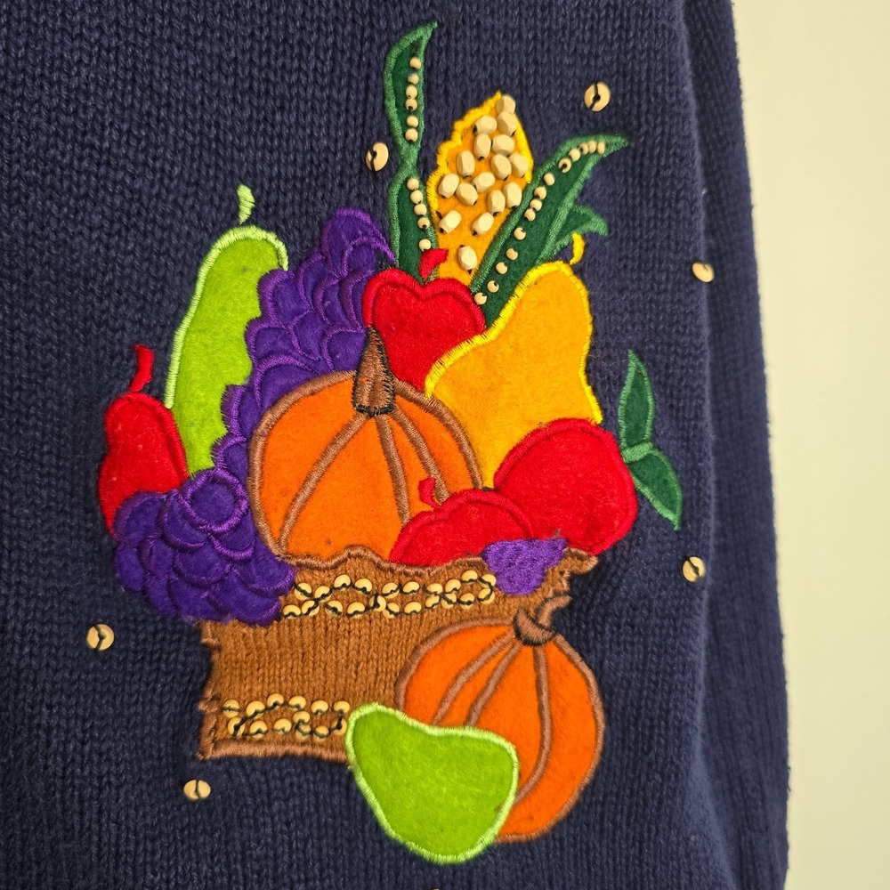 Bobby Brooks Womens Harvest Applique Sweater Vest‎ XL Cottagecore Fall - Picture 4 of 14